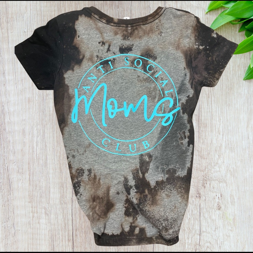 Womens bleached Anti Social Moms Club Tshirt
